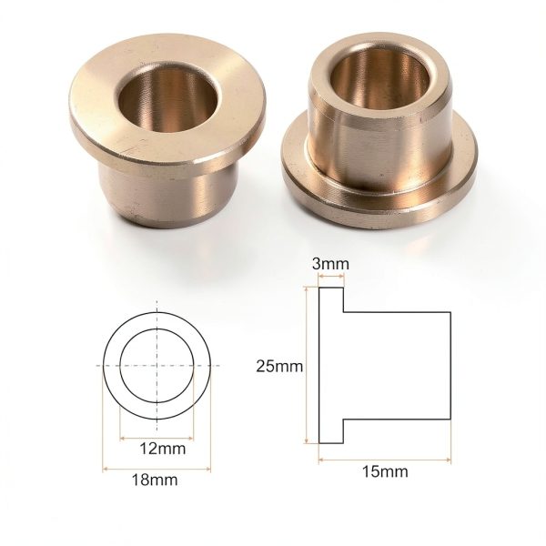 Flanged Sleeve Bearing HARFINGTON Bronze 12x18x15mm Self Lubricating-1