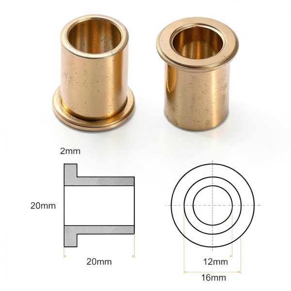 Flange Bearing Sleeve 12mm Bore 16mm OD 20mm Bronze HARFINGTON-1